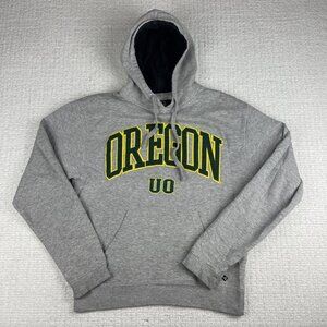 Retro College style University of Oregon UO Spell out Hoodie Gray Men S